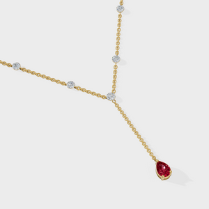 Ruby Duet Lariat Necklace