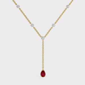 Ruby Duet Lariat Necklace