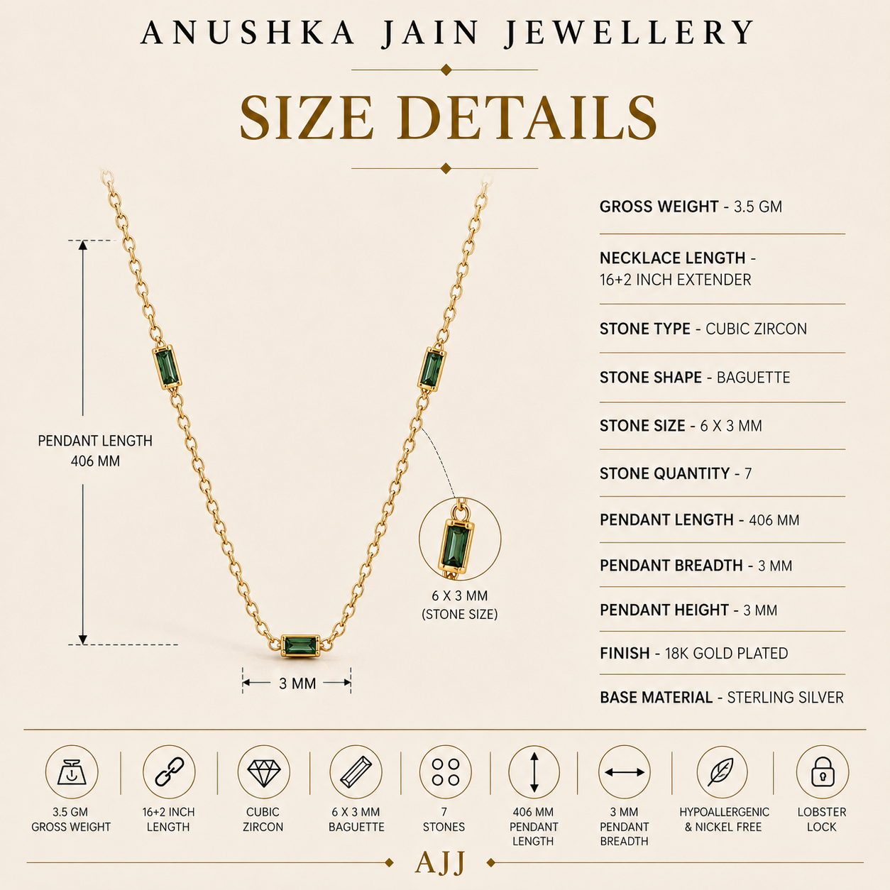 Emerald Baguette Necklace