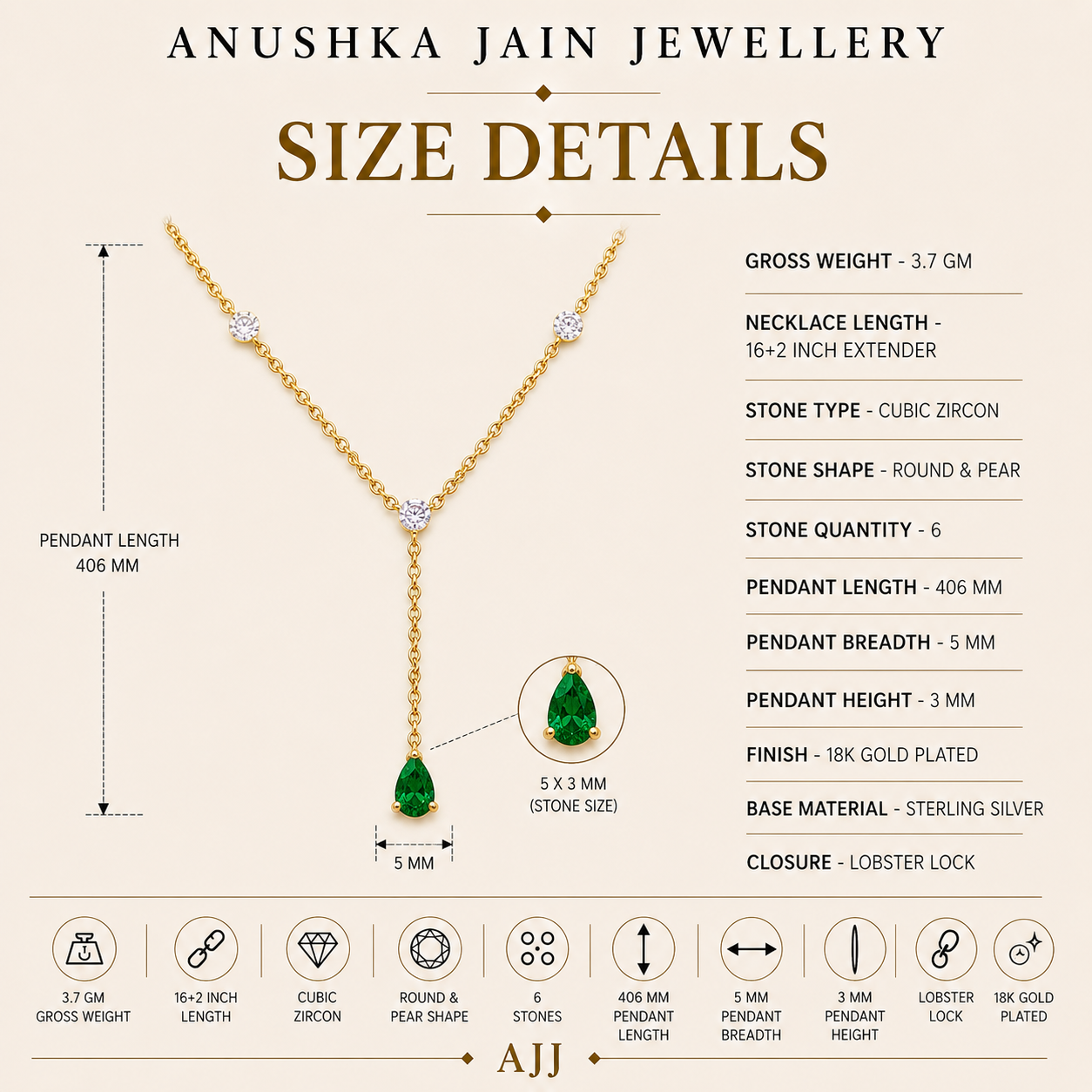 Emerald Duet Lariat Necklace