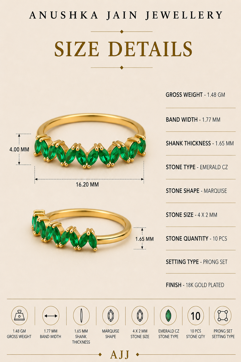 Emerald Marquise Band