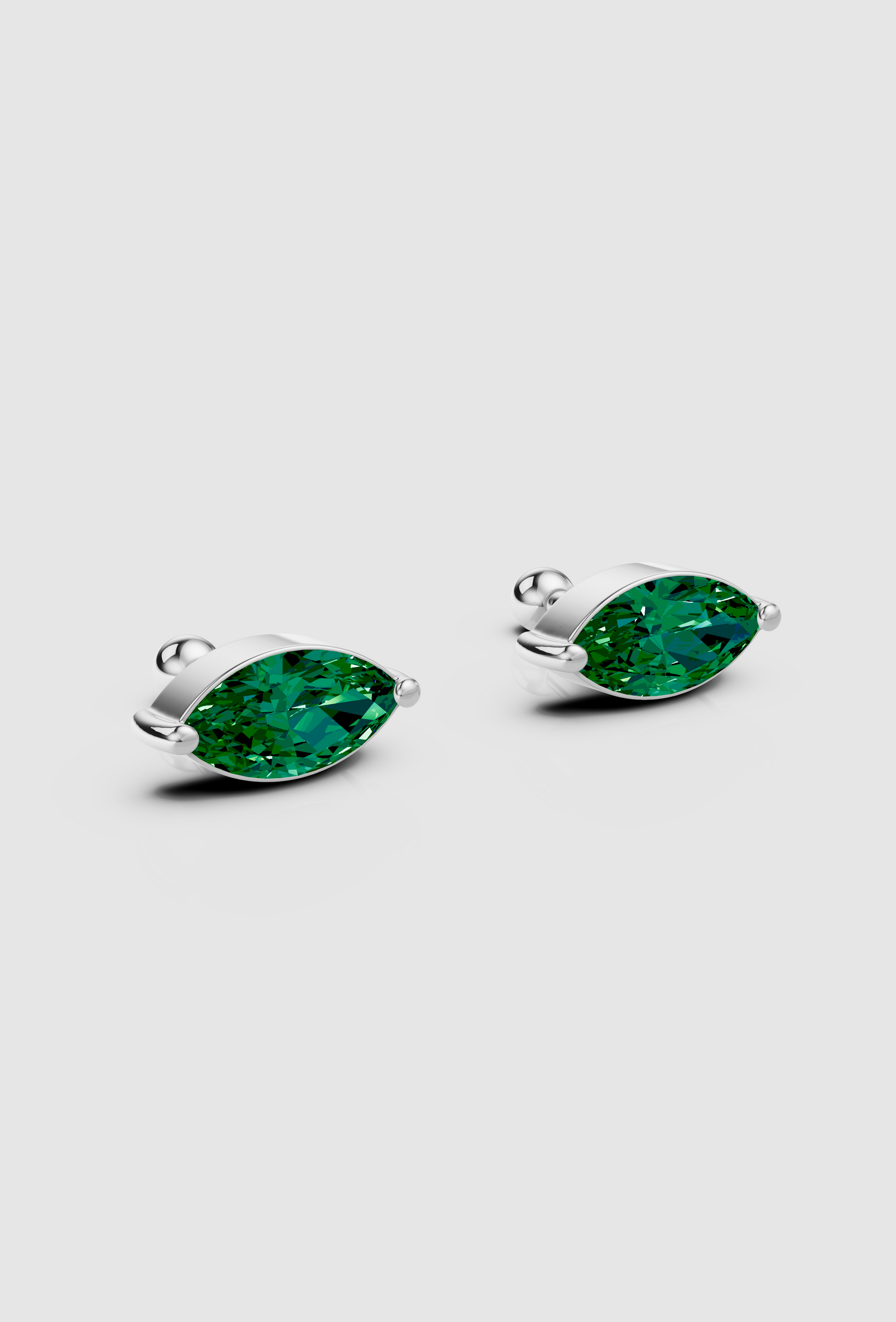 Emerald Marquise Studs