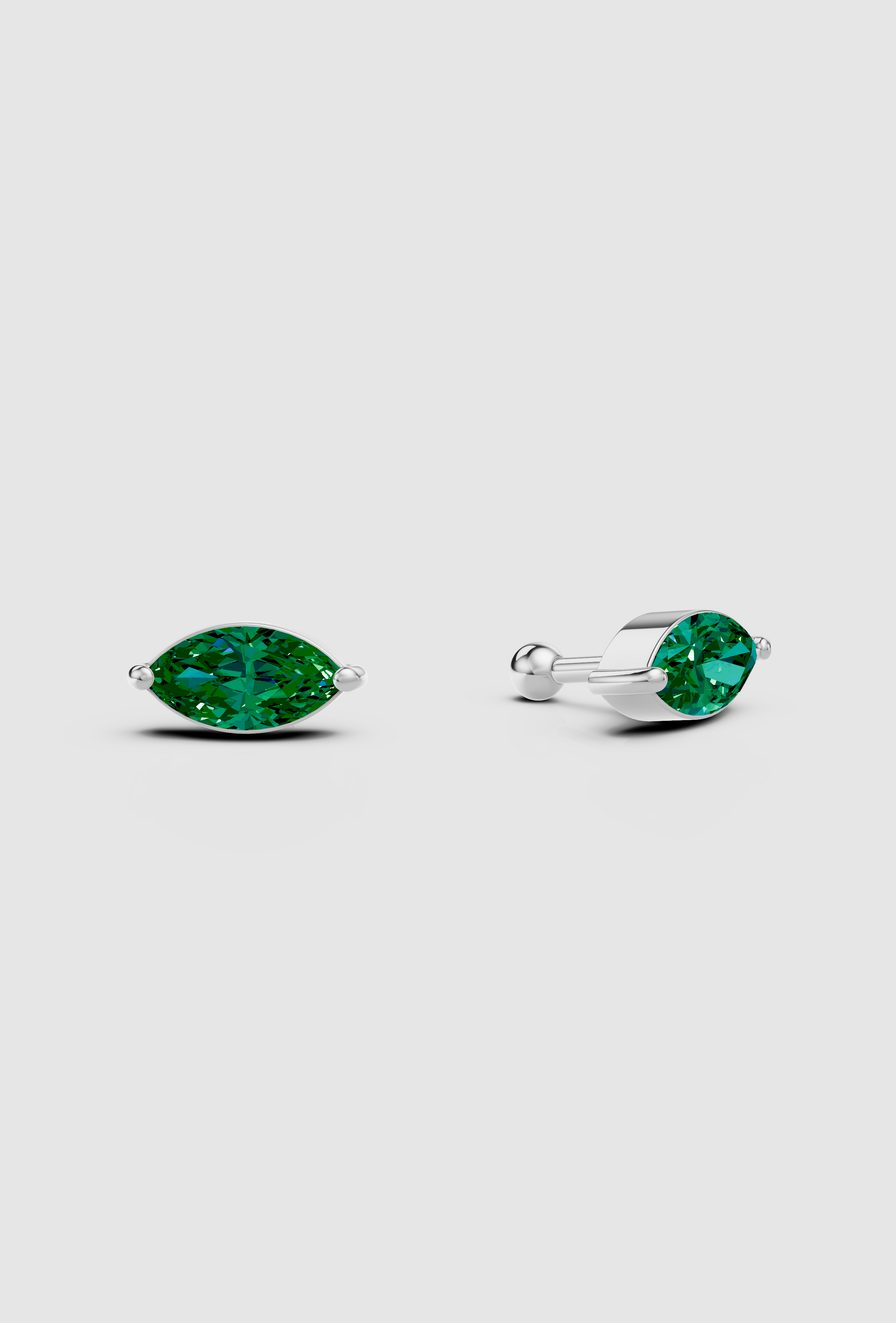 Emerald Marquise Studs