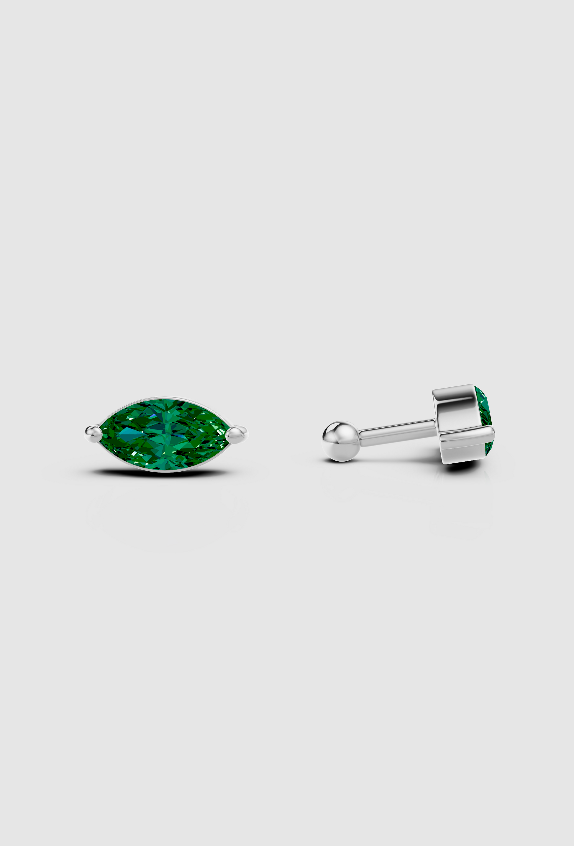 Emerald Marquise Studs