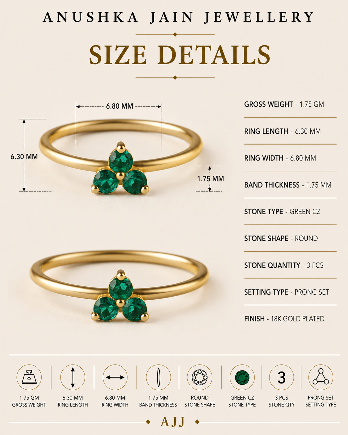 Emerald Trio Ring