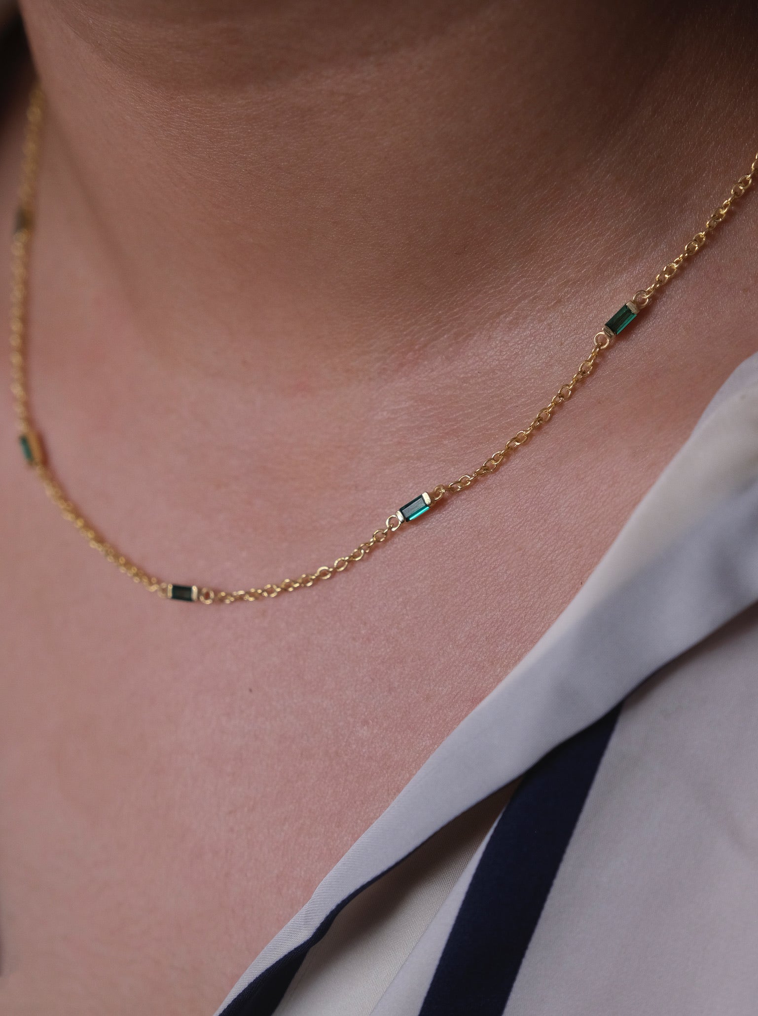 Emerald Baguette Necklace