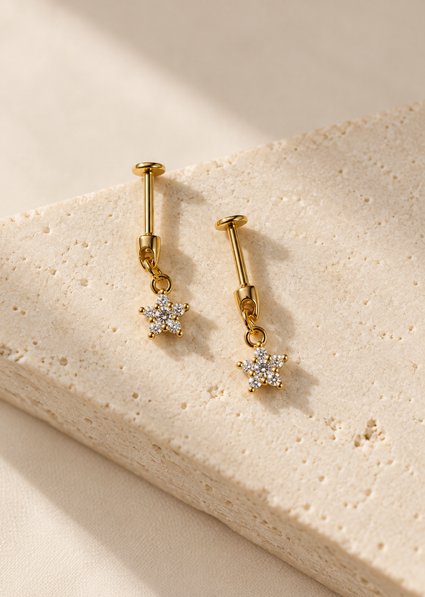Flower Drop Hanging Stud