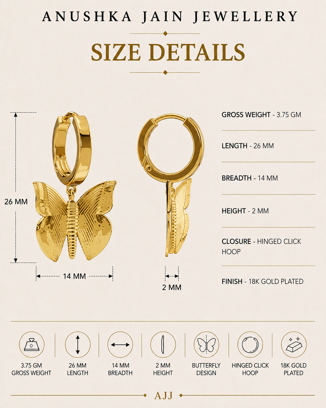 Gold Butterfly Huggies