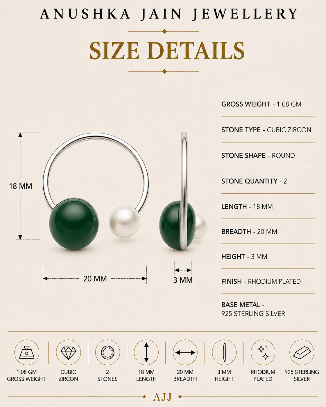 Green Seed Pearl Earcuff