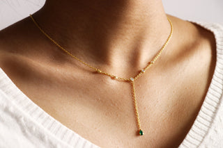 Emerald Duet Lariat Necklace