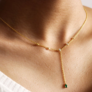 Emerald Duet Lariat Necklace