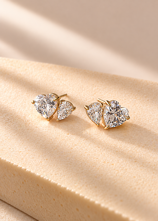 Twin Heart Cluster Stud
