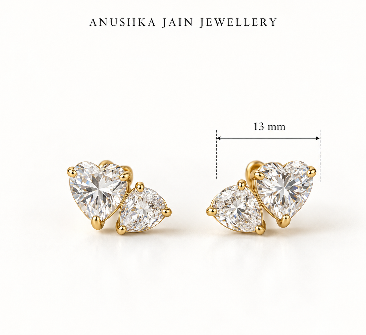 Twin Heart Cluster Stud