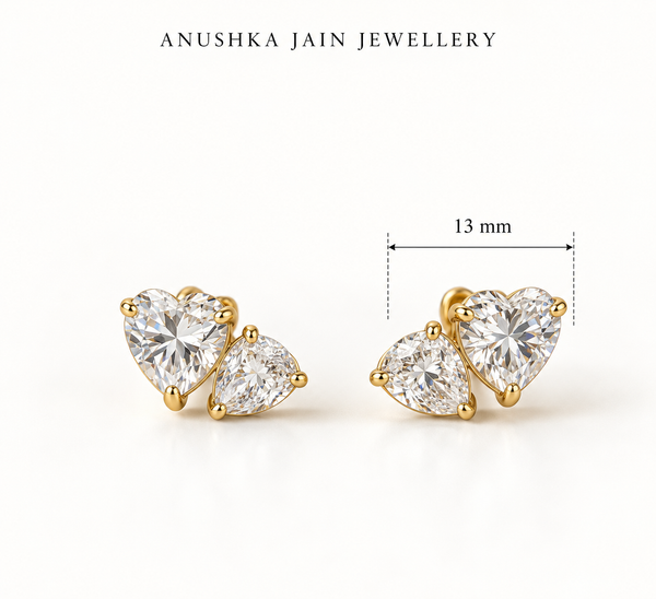 Twin Heart Cluster Stud