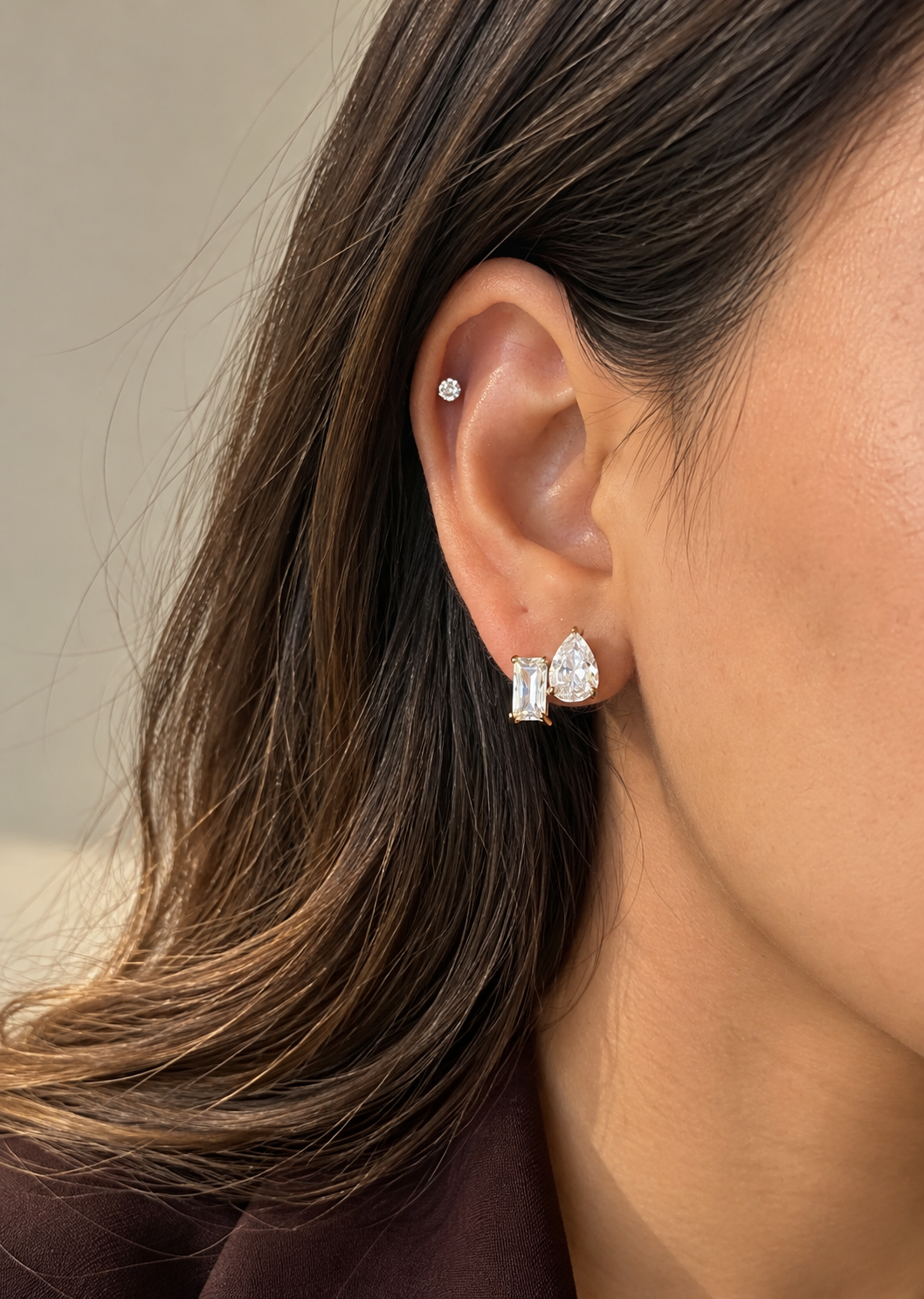 Pear Rectangle Stud