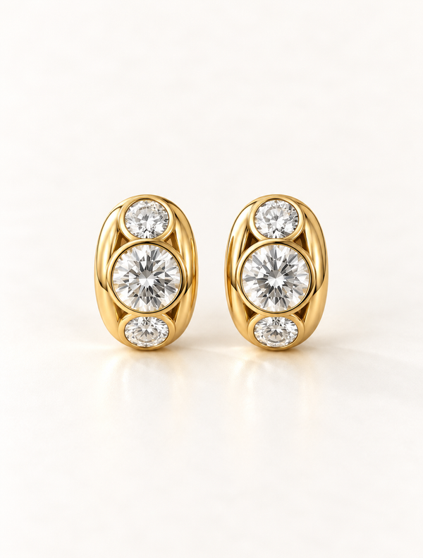 Oval Halo Statement Stud