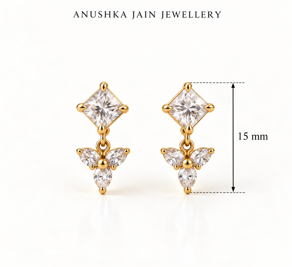 Square Trinity Drop Earring