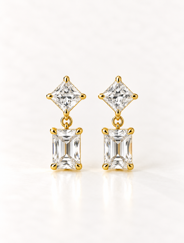 Princess Rectangle Drop Earring