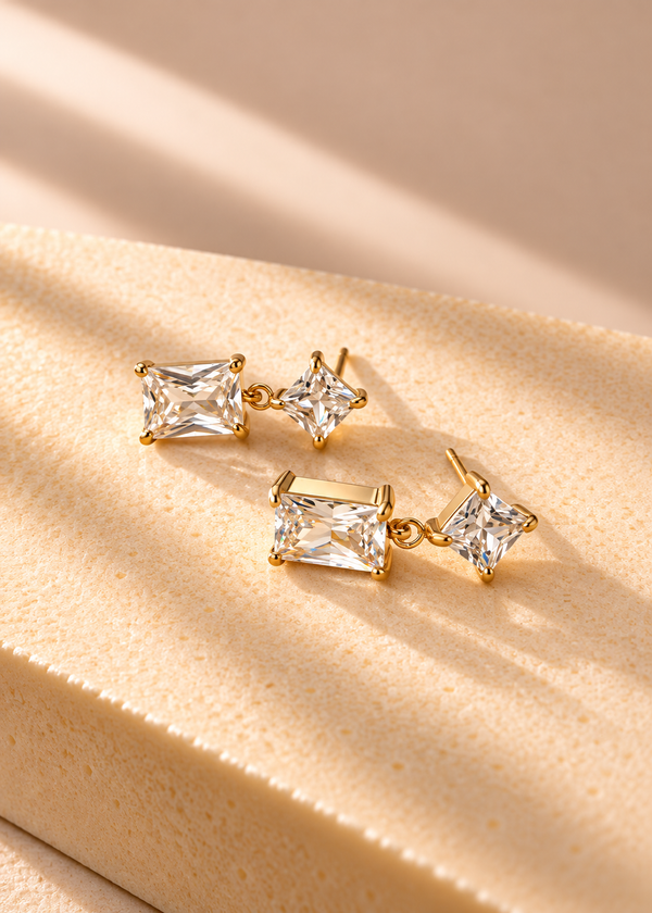 Princess Rectangle Drop Earring
