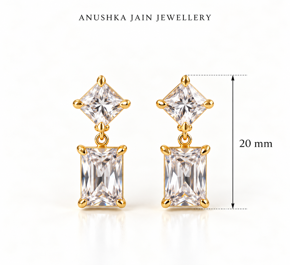 Princess Rectangle Drop Earring