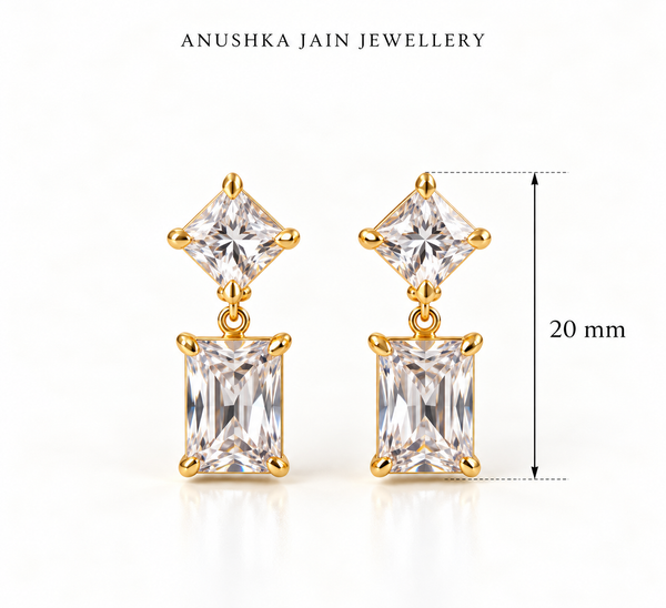 Princess Rectangle Drop Earring