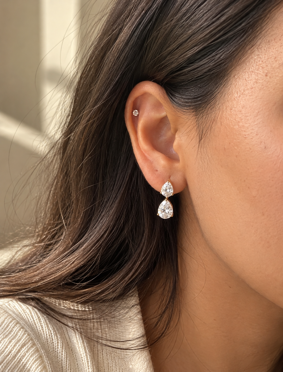 Double Pear Drop Earring