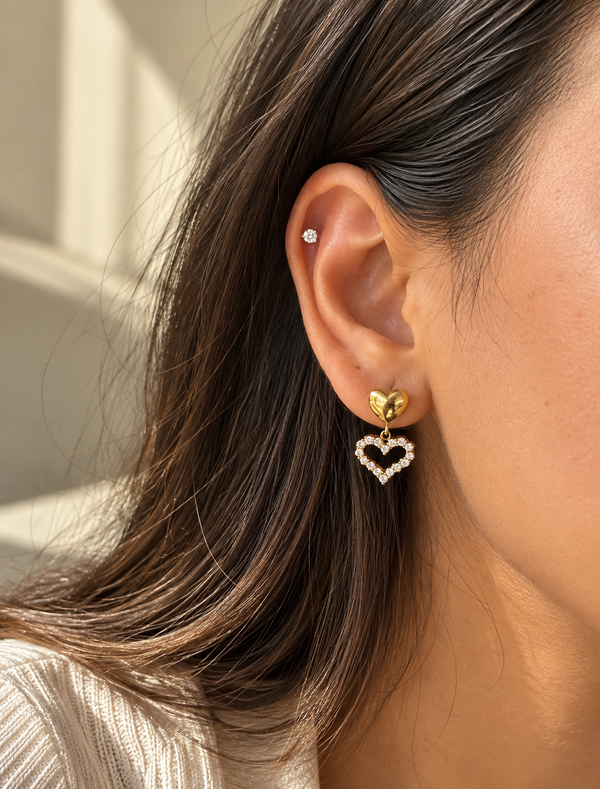 Heart Outline Drop Earring