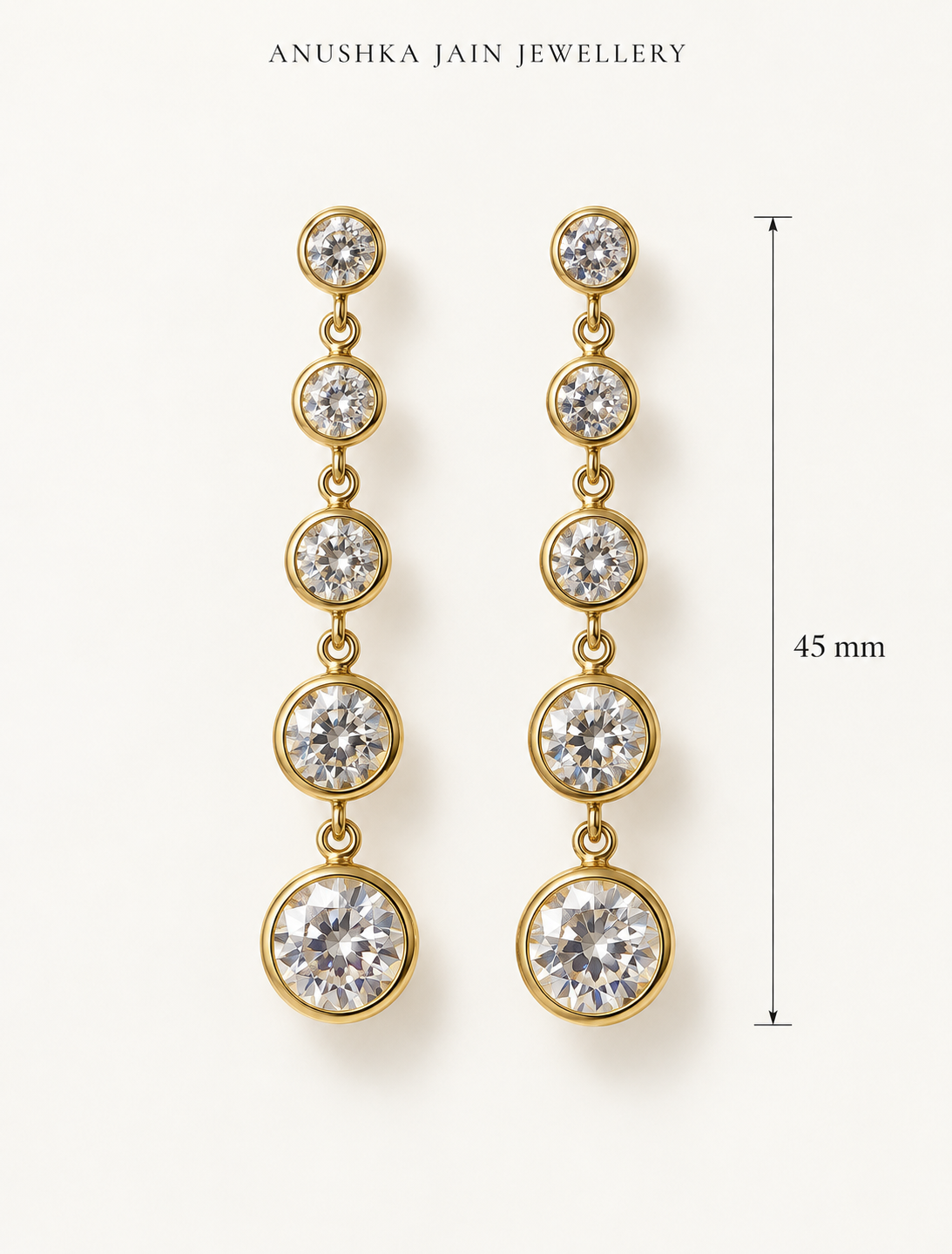 Graduated Bezel Long Drop Earring