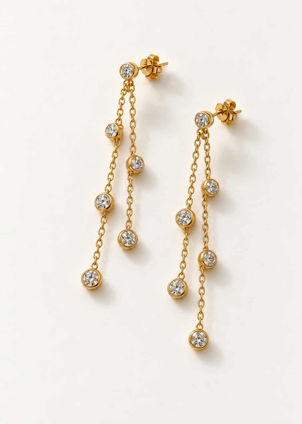 Bezel Station Chain Earring