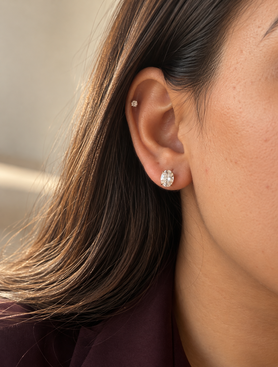 Oval Solitaire Stud
