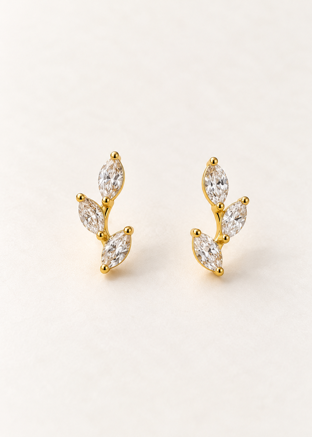 Marquise Leaf Climber Stud