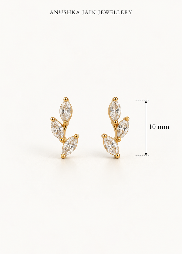 Marquise Leaf Climber Stud