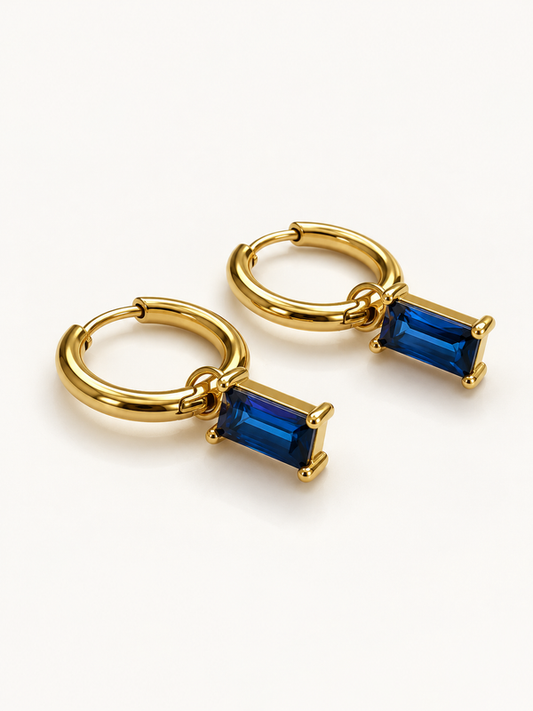 Sapphire Baguette Huggie