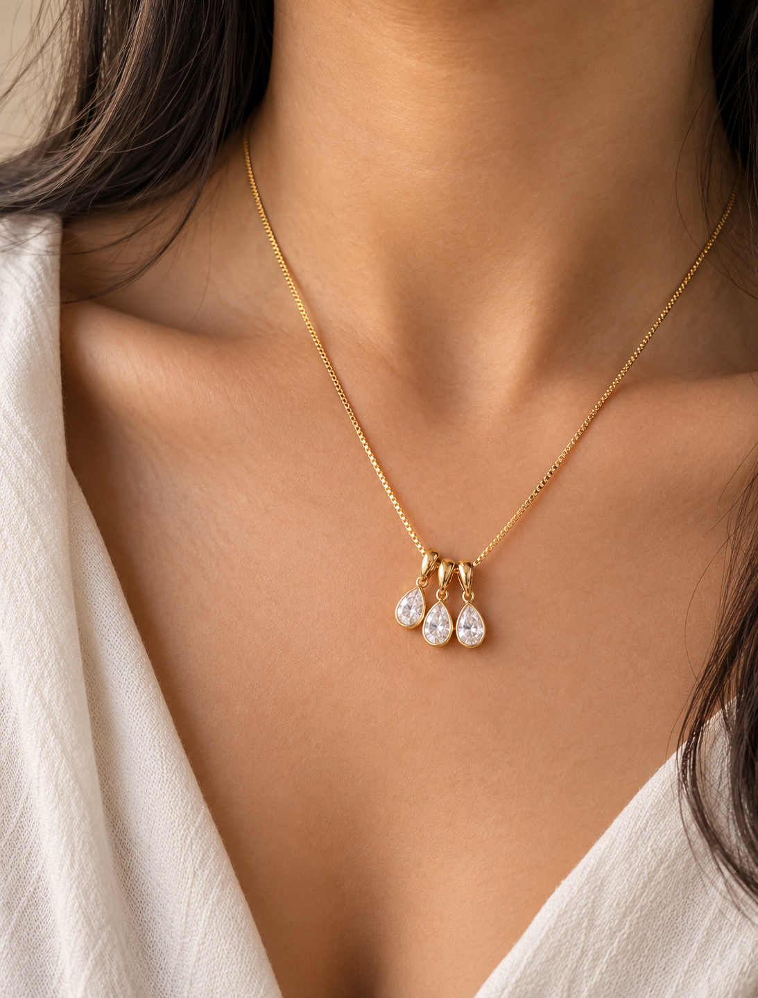 Triple Pear Charm Necklace