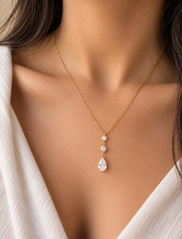 Pear Station Drop Necklace