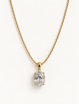 Oval Solitaire Rope Chain Necklace