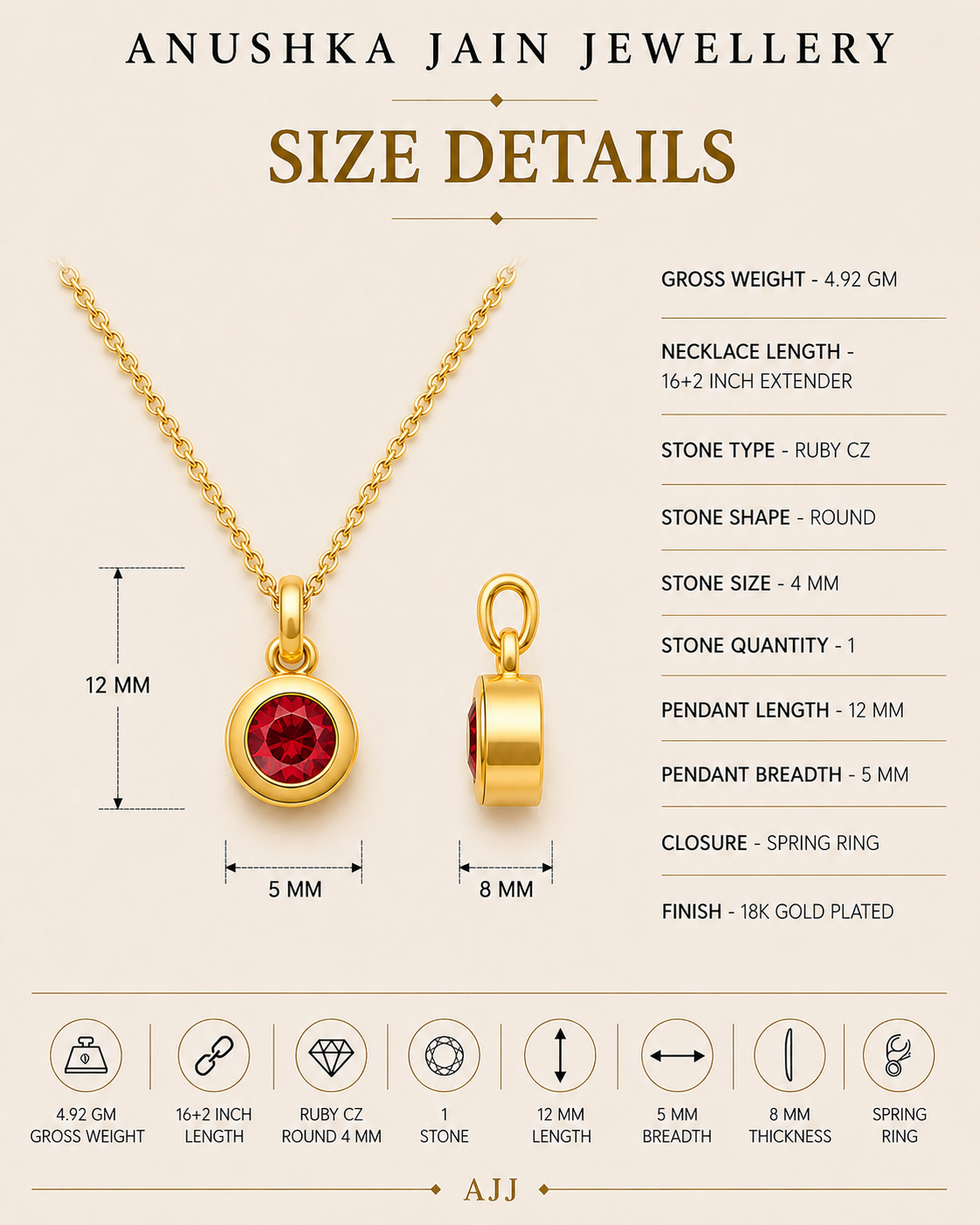 July Birthstone Necklace