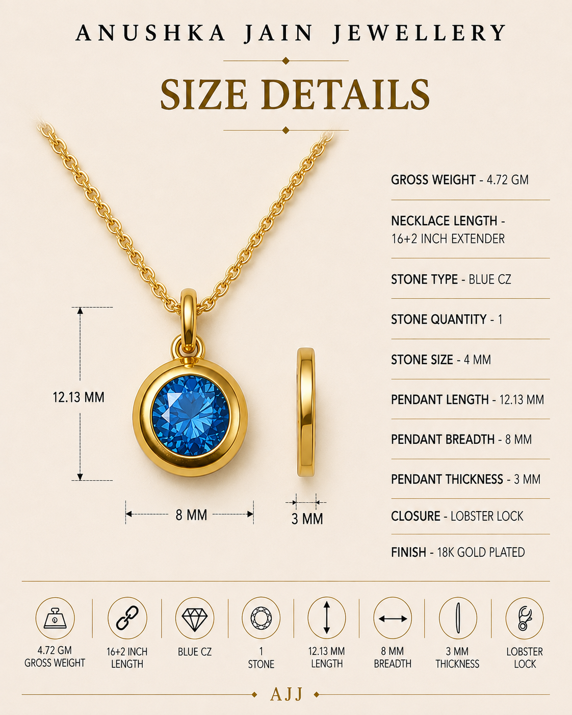 March Birthstone Necklace