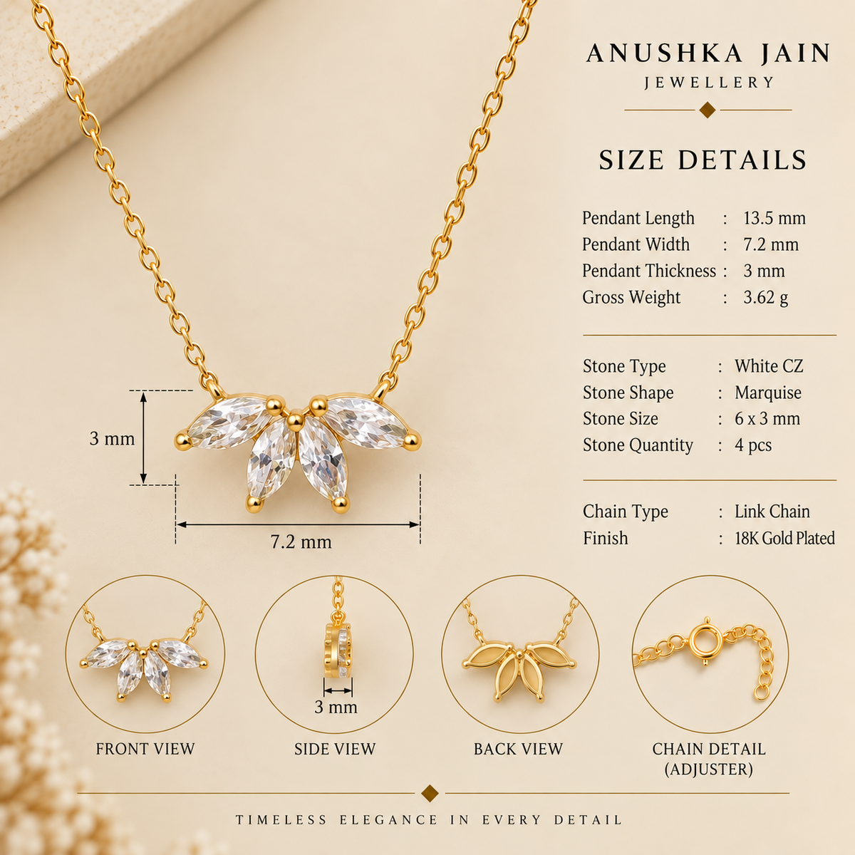 Marquise Quad Diamond Necklace