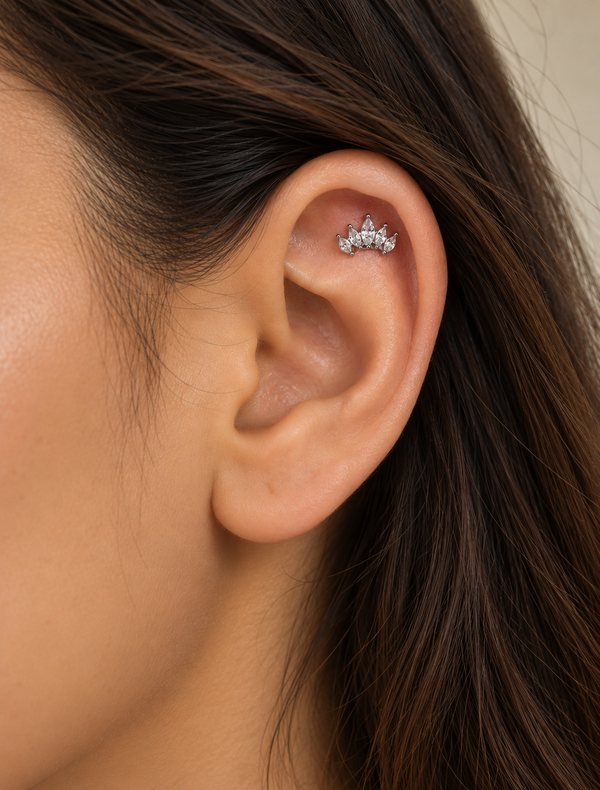 Marquise Fan Stud-Silver