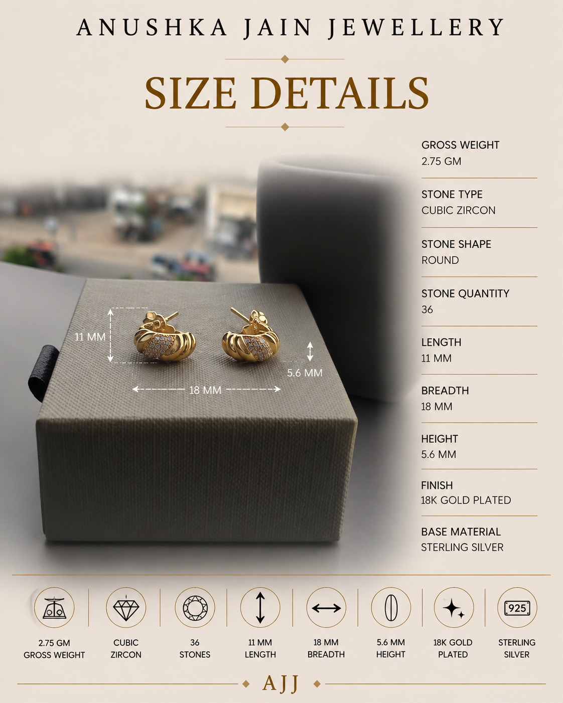 Mini CZ Braided Hoops Earring