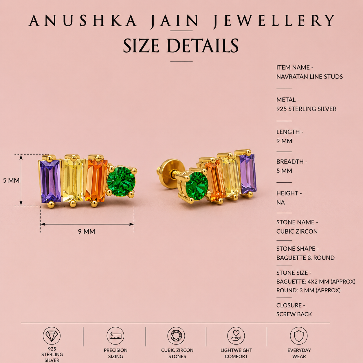 Navratan Line Studs