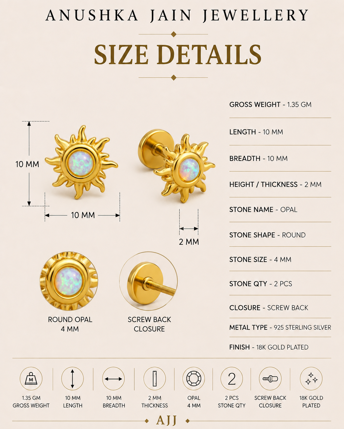 Opal Sun Studs