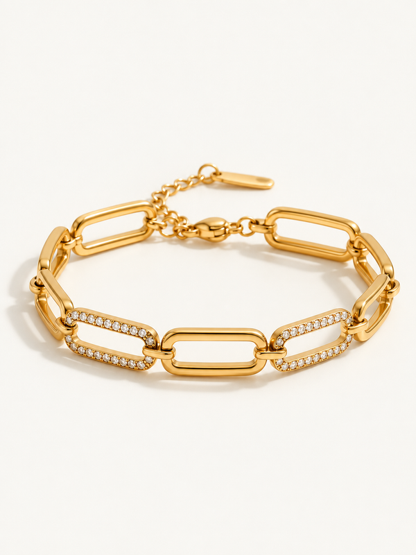 Pave Paperclip Bracelet