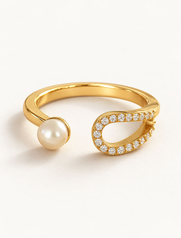 Pearl Clutch Ring - Anushka Jain Jewellery