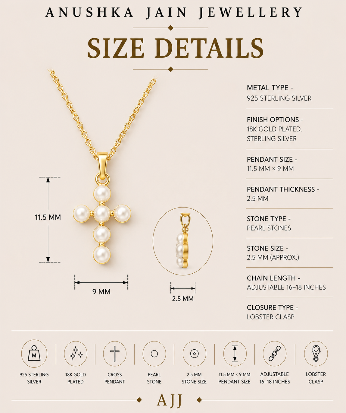 Pearl Cross Necklace