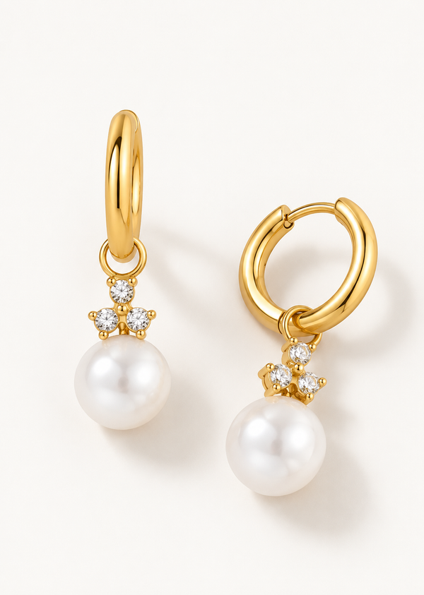 Pearl Trio Drop Huggie