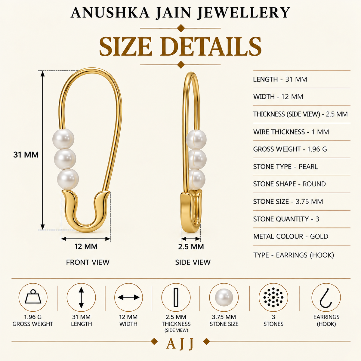 Perle Safety Pin Earrings