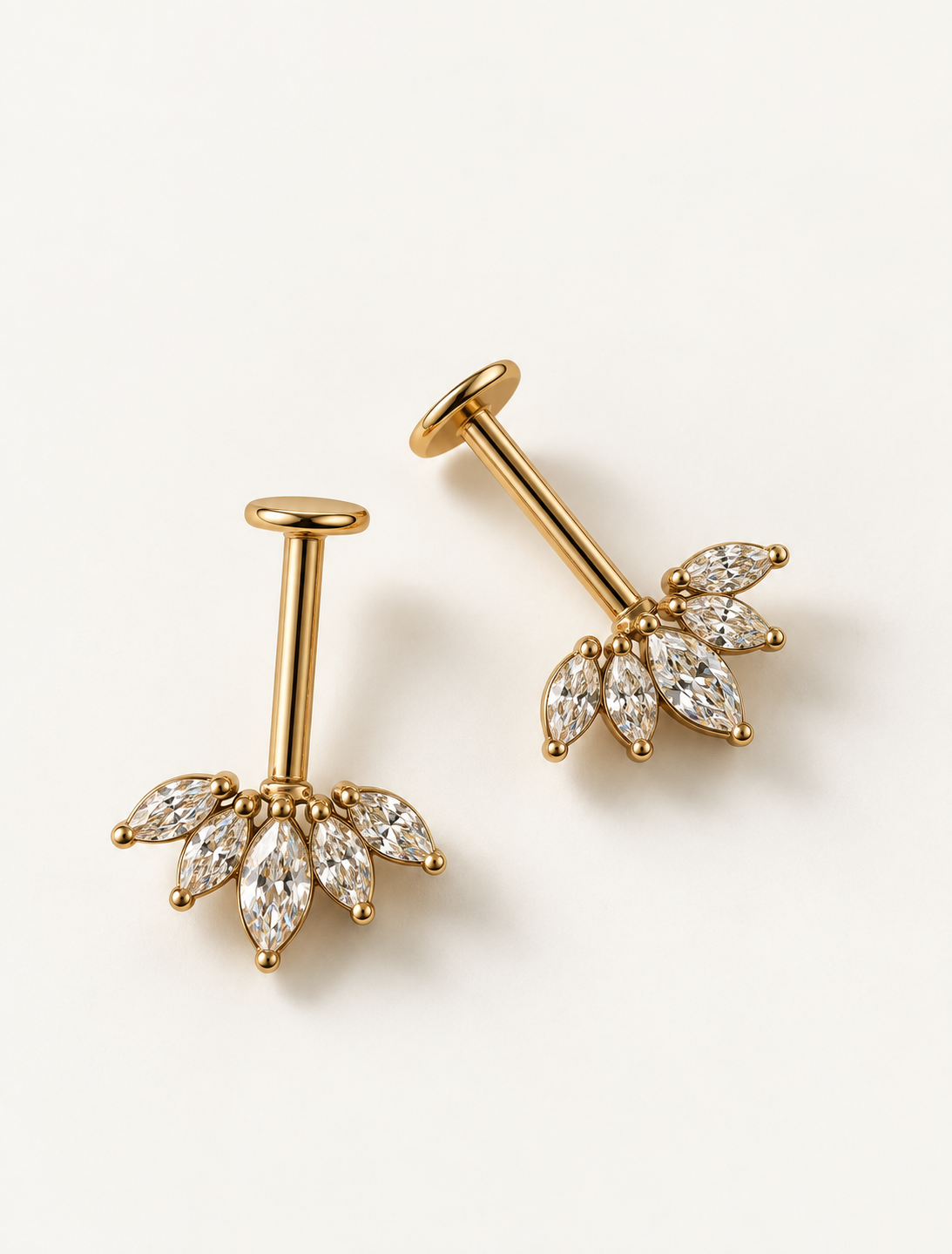 Petal Cluster Hanging Stud-Gold