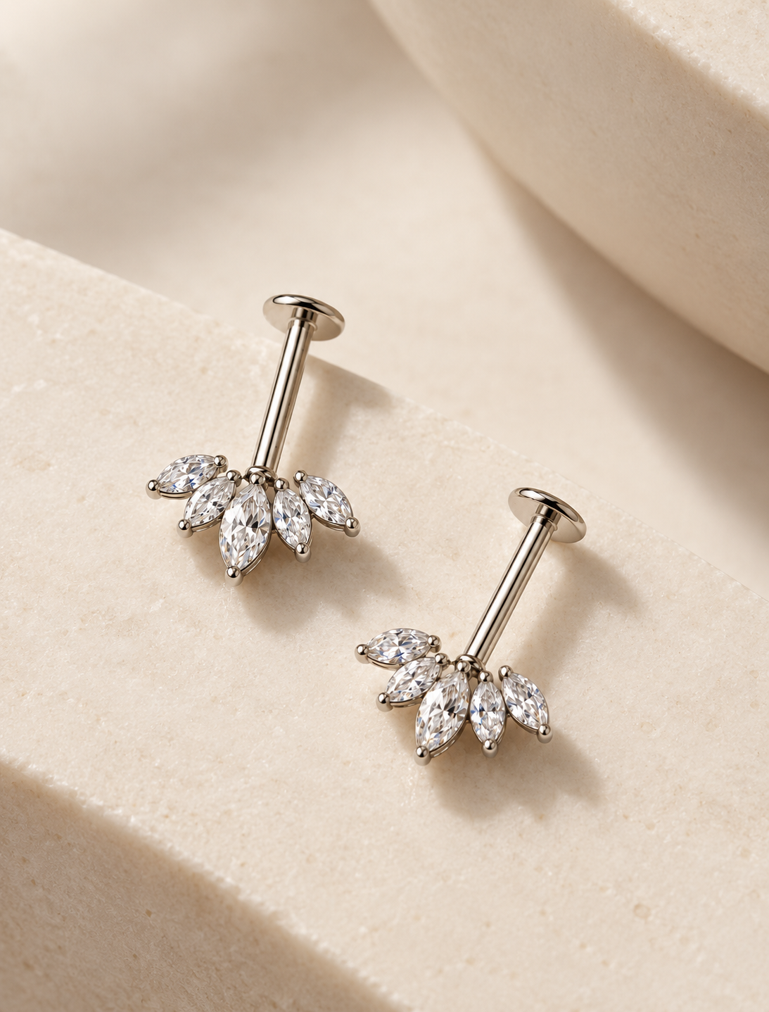 Petal Cluster Hanging Stud-Silver